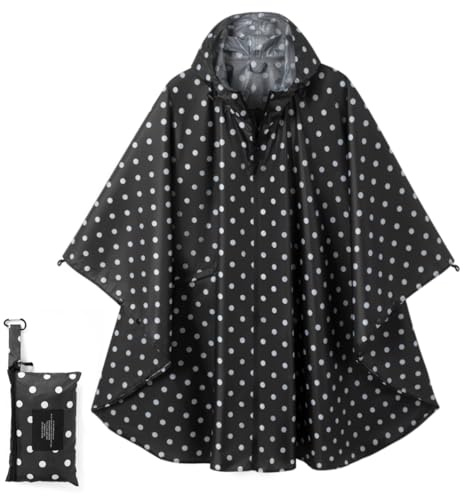 SIRMEDAL Waterproof Rain Poncho Hooded Raincoat Outdoor Cape | Lightweight Polyester, Adjustable Drawstring Hood, Windproof, 1 Slit Pocket, Reusable, Storage Bag with Carabiner