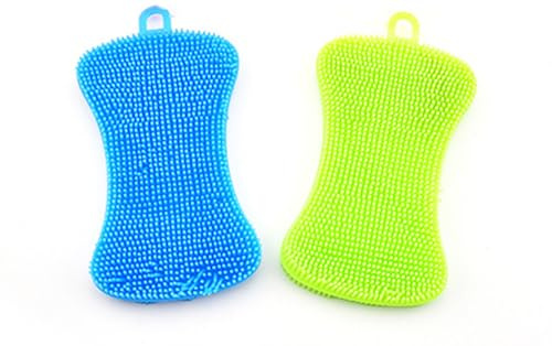 2 Pack de Esponja de Silicona, Esponja de Cocina Multi-Purpose Cepillo de Limpieza Antibacteriano Cepillo de Silicona Multifuncional