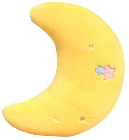 champracer Niedliches Stern-Regenbogen-Kissen, Stern, Mond, Plüschkissen, Plüschtier, flauschig weiche Kissendekoration, Plüsch-Dekokissen (Mond50x30 cm)