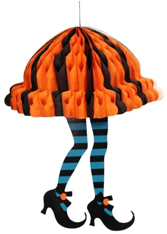 Decoración de patas de bruja – Adorno colgante de papel en forma de panal para patas de bruja malvadas | Accesorio perfecto para fiestas de Halloween y decoración del hogar, ideal para decorar casas