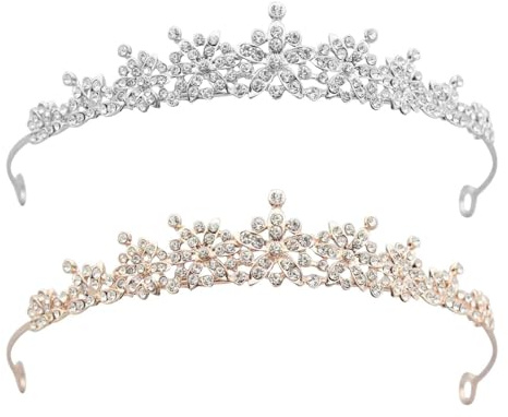 Pack De 2 Bandeaux De Couronne, Diadèmes En Strass Brillants, Accessoires De Cheveux Exquis Pour Filles, Décoration De Bandeau De Mariée, Accessoires De Cheveux