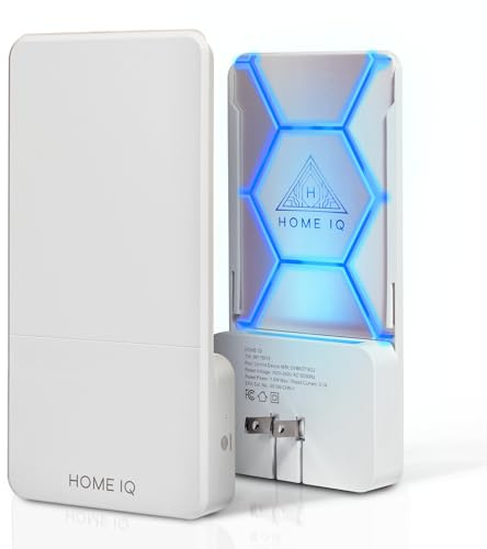 HOME IQ - Dispositif de lutte contre les nuisibles UV d'intérieur et veilleuse - Piège à insectes volants à LED pour mouches, mites, moucherons, mouches des fruits et moustiques (appareil + 5 pièges)