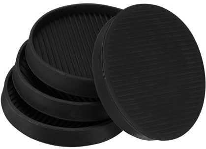 M METERXITY 4-Pack Furniture Coasters Cups 4 Round Rubber, Black | Anti Slide Floor Protector Pads, for Sofa Chair/Piano Stopper, Furniture Caster Leg Non Slip Feet Cups
