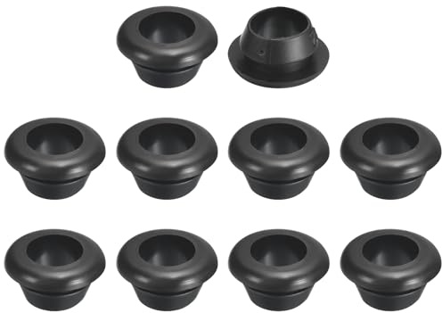 sourcing map 48 Pcs Rubber Grommets, 10mm ID 12mm Drill Hole Double Sided Hollow Firewall Hole Plugs Round Electrical Wiring Gasket, Black