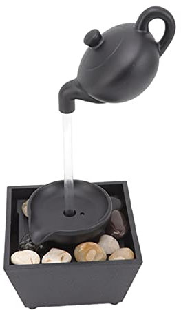 Schwimmende Teekanne, USB-Batteriebetrieb mit LED-Lichtern, Stein-Desktop-Wasserbrunnen, Tischbrunnen-Ornament, für Tischdekoration Im Innenbereich