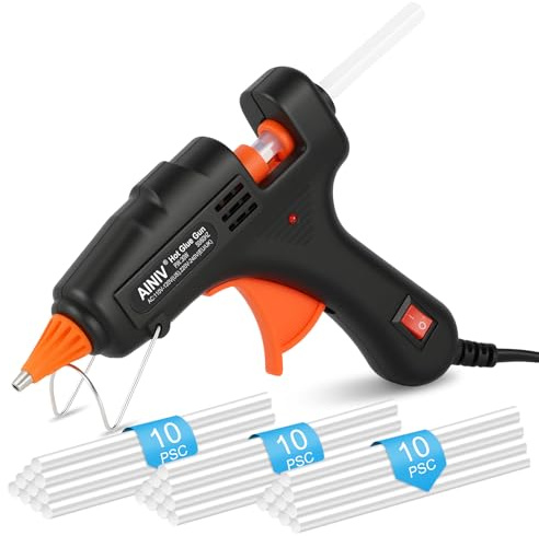 Ainiv Hot Glue Gun Kit, Mini Melt Gun with 30pcs Glue Sticks(7mm x 150mm), 30W Safe Electric Gun Fast for DIY, Arts Crafts, Sealing, Home Repair, Compatible with Glass, Metal, Wood, Plastic & Fabric