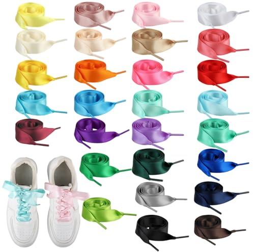 Lacci per scarpe in nastro di raso, 28 colori, 119 cm, lunghi e piatti, larghi, nastri di seta per scarpe, mazzi di fiori, regali fai da te