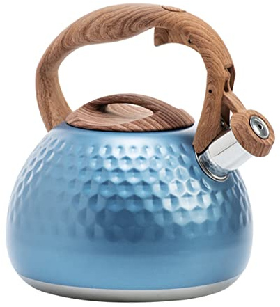 GRIRIW Bouilloire Sifflante Inoxydable pour Cuisinière à Gaz et Induction Chauffe Eau Robuste et pour Thé Café et Boissons Chaudes Modèle Bleu