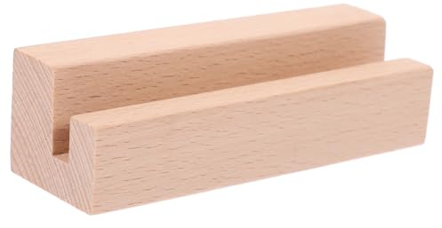 Angoily HolzstäNder FüR Karten Tischkalender - 10cm Kartenhalter Holzsockel Mit 6mm Breiter Schlitz - Stabiler Aufsteller FotostäNder Beige FüR Schreibtisch Notizen Hochzeit Menü 1 StüCk
