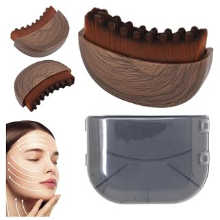 Aluvea Lymphatische Gesichtsbürste, Face Brush, Lymphatic Drainage Face Brush, Trockene Gesichtsbürste, Kinn- und Kieferformung, Gesichtsbürste für Lymphdrainage und Gesichtskontur (Braun 1 Stück)