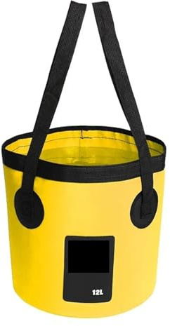 UALXPAO Camping Seau Pliable Lavabo Pliable 12 L 20, Seau, Bassin, Camping, Pot d'eau, Sac, conteneur, Voiture, pêche, randonnée(12L Yellow)