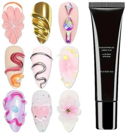 Gel de moulage pour ongles – Gel de sculpture transparent 15 ml, durci à la lumière UV, adhésif strass, design | Produits de soins de beauté pour décalcomanies, Sculpture de décoration de pie