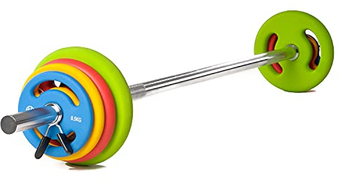 Oliver – Prime Pump Langhantel Set 16kg – Langhantelstange mit 8 Gewichten aus Gusseisen mit Neoprenüberzug – Hantel Set geeignet für Kraftsport, Fitness, Muskelaufbau, Kraftausdauer uvm.