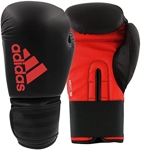 adidas Hybrid 50 adiH50 - Guanti da Boxe da Adulto, Unisex, adiH50, Nero/Rosso, 10 oz