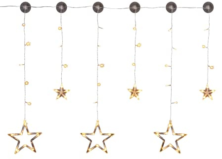 Meinposten. Sternenvorhang Lichtervorhang LED warmweiß Sternvorhang Lichterkette Vorhang 100x80cm Batterie Timer Verwendungs innen- und Außenbereich