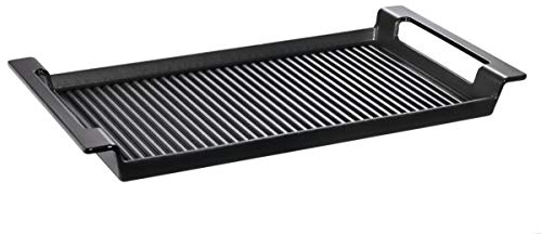 Schulte-Ufer Rustika Grillplatte mit Griffen aus Gusseisen in der Farbe Schwarz, Maße: 44cm x 24cm, 1625-44 s