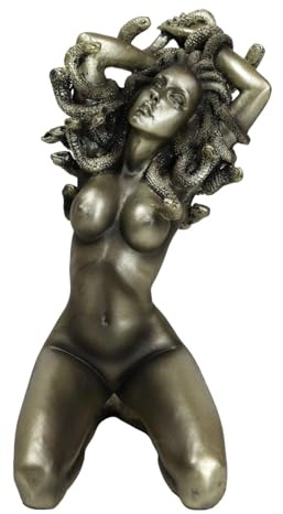 Ebros Griechische Mythologie kniende nackte Göttin Medusa mit Schlangenhaar, Statue 15,2 cm hoch, Versuchung der Dämonischen Gorgon, Gottheit, Medusa, Gorgonische Schwestern Figur