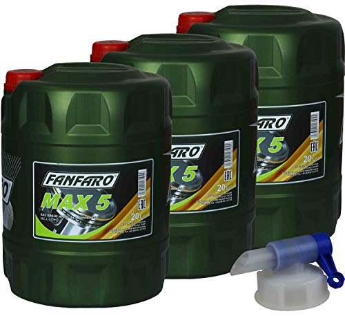 3x20L FANFARO MAX 5 80W-90 GL-5 LS API GL 5 LS Getriebeöl Gear Oil Auslaufhahn