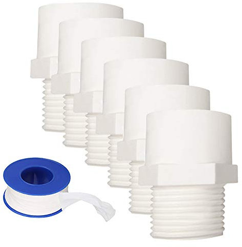 YOFASEN Raccordi per tubi dell'acqua, 20mm - 6 pezzi Connettore adattatore per raccordi per tubi filettati maschio in PVC + 1 pz Nastro sigillante per tubi dell'acqua
