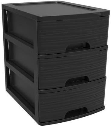 EDA 010321, Module de Rangement Stone, A4 3 tiroirs, Noir 010321 Black
