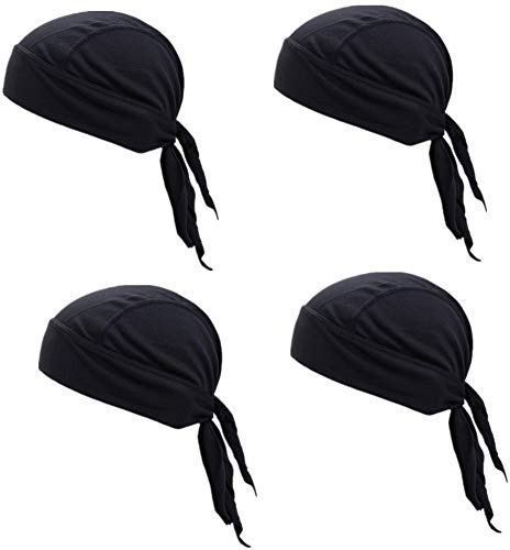 GUIFIER 4 Pezzi Bandana per Adulti Cappellino da Ciclismo,Berretto da Running Protezione UV Bandana da Pirata Teschio sotto Il Casco ad Asciugatura Rapida per Uomo Donna Ciclismo, Corsa e Altri Sport