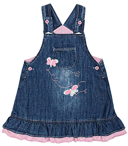 Peacolate 6M-24 Mesi Infante Bambino Piccolo Neonata Ragazza Gonna con Bretelle in Denim Ricamato(Farfalla rosa,18-24M)