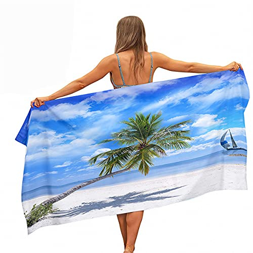 Größe Strandtuch Mikrofaser XL XXL Super Saugfähig Schnelltrocknend 3D Strand Palme Männer Junge Sporthandtuch Schwimmen, Surfen, Yoga, Strandliegetuch (Farbe 3,100 x 200 cm)