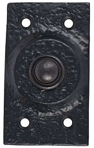 Skandh Iron Doorbell Chime Push Button Black Powder Coated Vintage Decorative Door Bell with Easy Installation 3.06 X 1.80 Inch
