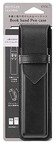 Midori 41479006 Stifteetui aus recyceltem Leder für B6 bis A5, schwarz, modern, Schwarz , Modern.