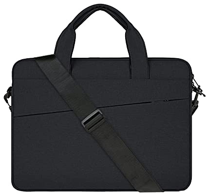 RAINYEAR Sacoche Housse pour Ordinateur Portable 15,4 Pouces Imperméable Sac à Bandoulière Pochette de Protection Ordinateur Compatible 15 MacBook Pro, New XPS 15 Touch, Surface 3/4 15,Noir