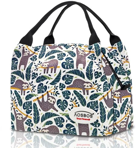 AOSBOS Mini Kühltasche Klein Lunchtasche Damen Lunch Bag Isoliertasche Für unterwegs Thermotasche Fahrrad Faltbar Wasserdicht Reißverschluss 8,5L Affe Grün