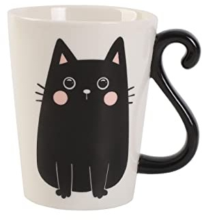I-TOTAL®- Tazza in CERAMICA forma gatto, tazza per Tè e caffè, 11,5 x 10 x 8,5 cm (GATTO NERO)
