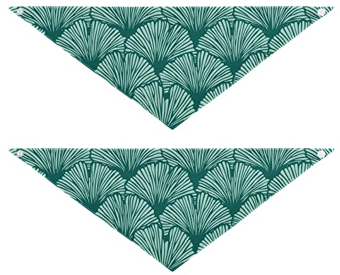 2 Stück Hundehalstücher Haustier Bandana Schal Druckknopf Dreieck Lätzchen Halstuch Set Haustier Urlaub Zubehör Dekor für kleine bis große Welpen Hunde Katzen kleine Ginkgo Blätter