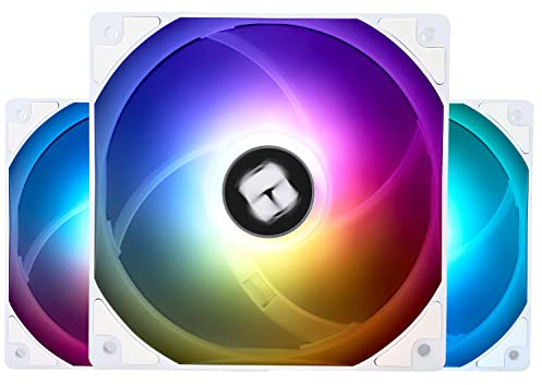 Thermalright TL-C12CW-S Ventilateur CPU 120mm blanc ARGB Case Cooler Fan, 4pin PWM Silent Computer Fan avec roulement S-FDB inclus, jusqu’à 1500RPM ventilateur de refroidissement (3 quantités)