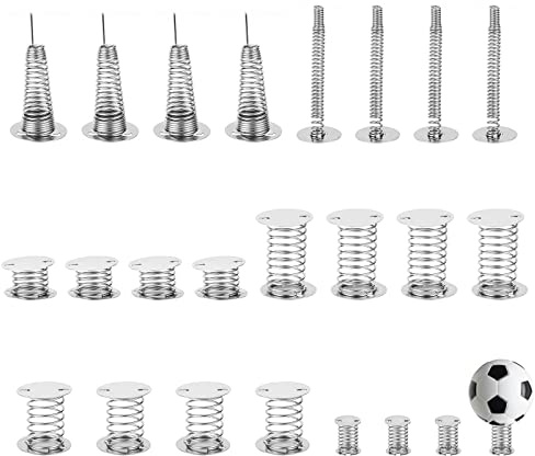 CHGCRAFT 24Pcs 6 Sizes Spiral Wobbles Spring Base Stainless Steel Color | For Diy Shaking Head Doll Making with Self Adhesive Mount for Head Attachments and Movable Parts