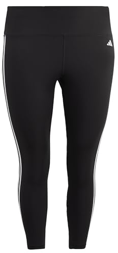 adidas Damen Train Essentials 3-Stripes High-Waisted 7/8 Leggings (Plus Size), Black, XXL Plus
