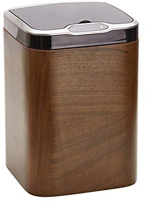Poubelle Cuisine Poubelle à induction intelligente créative Can 14L La poubelle automatique peut avec une poubelle en bois carré de couvercle, idéale for le bureau du salon de la chambre à coucher Pou