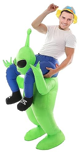 RHESHIN - Disfraz inflable de extraterrestre verde, divertido, para Halloween, cosplay, Navidad, adultos