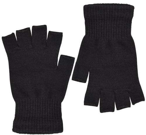 Moseem Fingerlose Handschuhe Unisex 2 Paar,Halbfinger Handschuhe Fingerhandschuhe ohne Fingerkuppen für Kinder und Erwachsene(Schwarz&Schwarz)