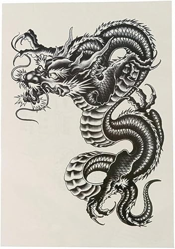 5 Pc Tatouages Temporaires Pour Bras Grand Dragon Noir Autocollants De Tatouage Ephemere Temporaire Pour Hommes Femmes