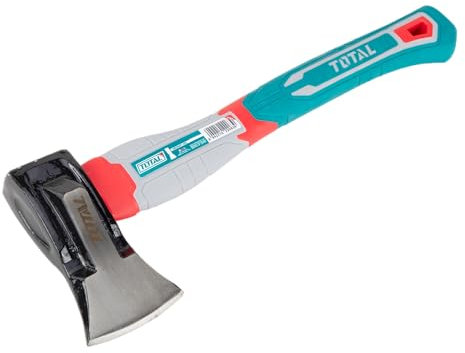 Total - Ascia per Legna e Legno - Testa in Acciaio al Carbonio - Manico Ergonomico in Fibra - 29,2 x 25,7 x 10,5 cm - 1 kg