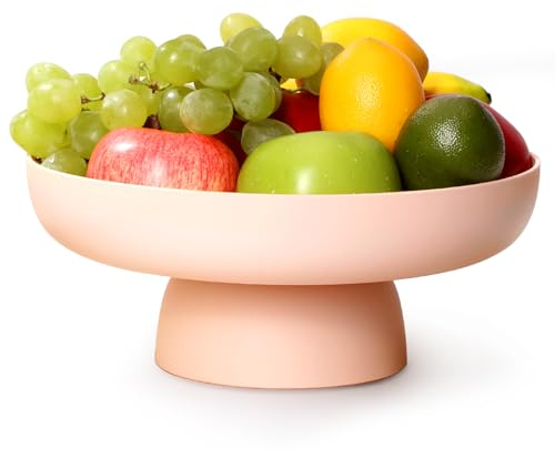 NUTRIUPS Cuencos de frutas para la cocina, cesta de frutas de plástico, color rosa, cuenco decorativo para frutas