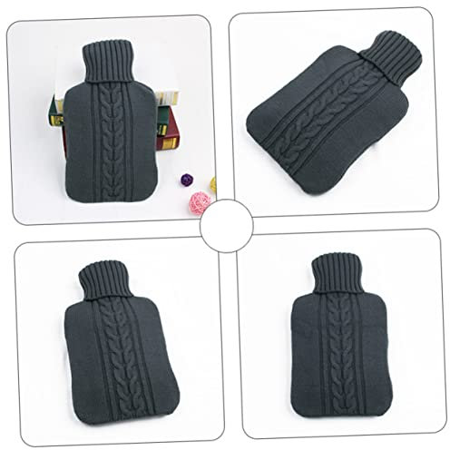 minkissy 2l Wärmflaschenbezug Strickbezug Acrylfasern Grau Schutzbezug Für Wärmflasche Komfortable Wärmflaschenhülle Wellness Wärme Geschenk