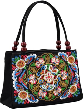 Borsa in Tela Borsa per Cosmetici Da Viaggio Borsa con Manico Da Donna Borsa con Ricamo Floreale per Camera Da Letto Da Viaggio per Feste