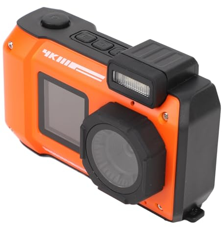 Sxhlseller Caméra sous,Marine 4K Pro, Étanche 33 Pieds, Écran Arrière 2,88 et Écran Avant 1,44, 65MP, Batterie 2500mAh pour Plongée et Activités Plage