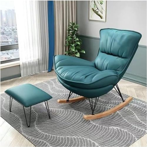 Roedax Bequemer Bürostuhl, Stahlgestell, Schaukelstuhl, atmungsaktiv, Sofastuhl, Massivholz, ergonomischer Bürostuhl mit Hocker