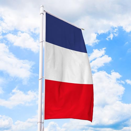 Frankreich Flagge 80 x 200 cm - für Fahnenmast, Frankreichfahne aus reißfestem Fahnen-Polyester-Stoff, Hissfahne Hochformat für Querausleger wetterfest und UV-beständig