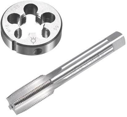 MACHSWON Juego de machos y troqueles métricos M16 x 1,25 mm - Macho de rosca de máquina con kit de troqueles redondos para reparación de roscas