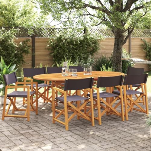 vidaXL Klappbare Gartenstühle 8 STK., Gartenstuhl mit Holzrahmen, Klappstuhl für Garten Balkon, Regiestuhl Campingstuhl Stuhlset, Modern, Dunkelgrau Stoff