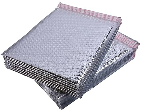 FUNOMOCYA 50 Stück Stoßfeste Aluminiumfolie Luftpolstertaschen 150x180mm Selbstklebend Versandumschläge für Büro und Versand